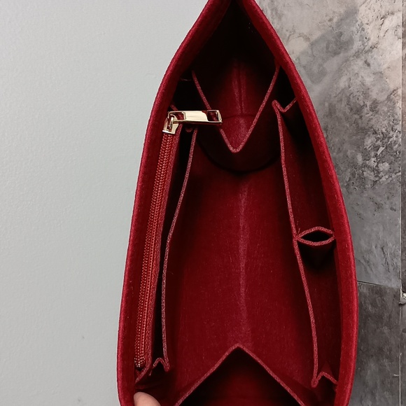 Womens Purse Organizer Insert for Longchamp Le Pliage Handbag Felt, Red - Picture 7 of 10